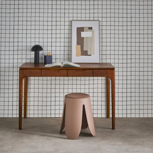 Bureau bois d'hévéa placage frêne 2 tiroirs ALIENOR