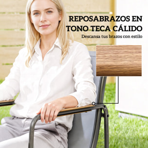 Conjunto de Mesa y Sillas Jardín de 7 Piezas, Muebles Jardín Exterior con Mesa de Vidrio Templado, 6 Sillas Transpirables Decorativas, Marco de Acero Resistente a la Intemperie, Gris