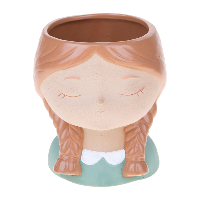 Vaso Testa Donna diametro 14,5X altezza 16 Cm - Pezzi 2 - 14,5X16X14,5cm - Colore: Beige - Bianchi Dino - Decori Casa E Complementi