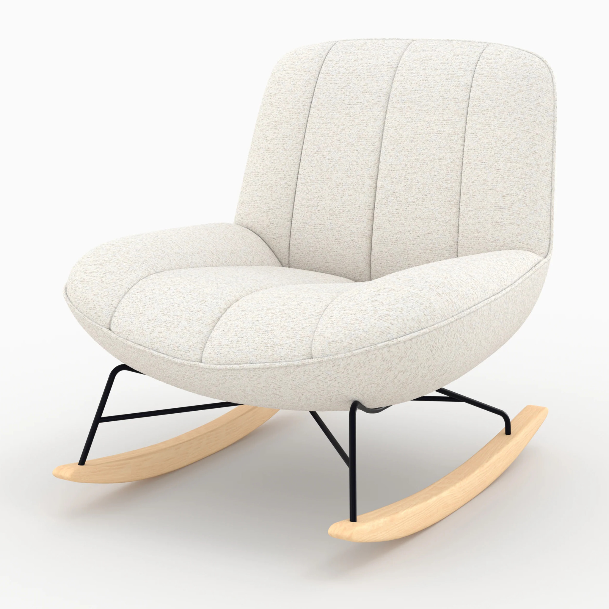 Rocking chair en tissu bouclette blanc cassé - Alvin