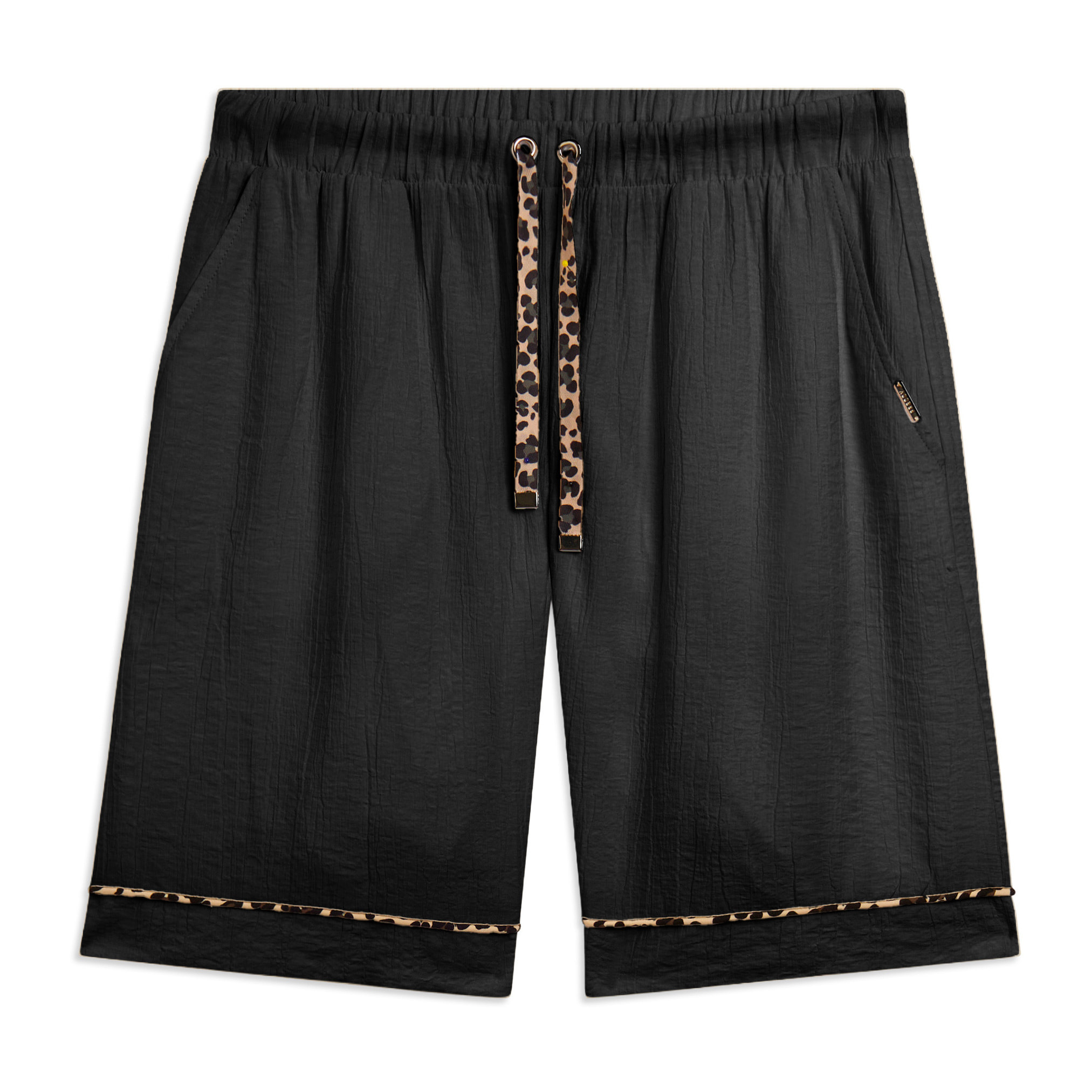Pantaloni corti wide leg in tessuto crinkle