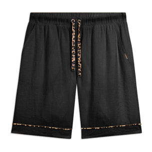 Pantaloni corti wide leg in tessuto crinkle