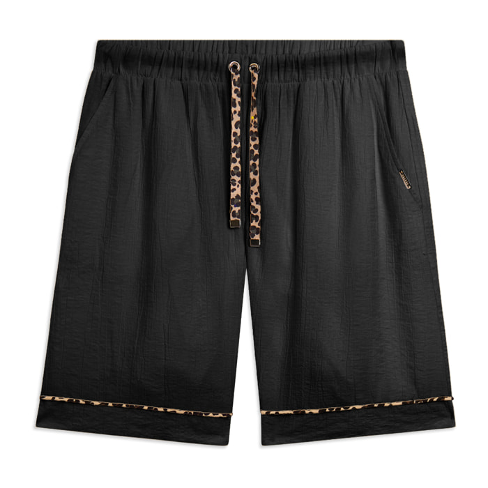 Pantaloni corti wide leg in tessuto crinkle