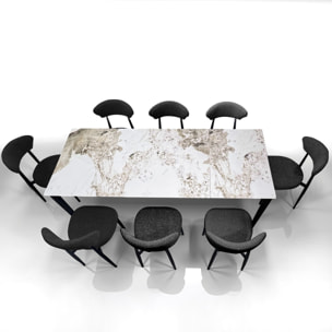 Table à manger extensible Tomasucci WIDE, en céramique, marbre onyx, gris, 160/220 × 90 × 77,5 cm