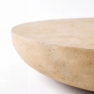 Table basse ronde beige en fibre d'argile effet béton D100 cm - Milos