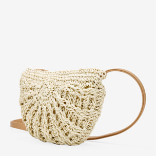 Bolso bandolera de rafia beige