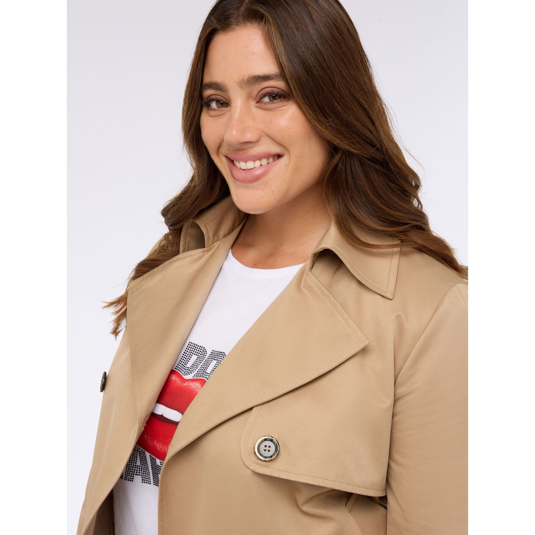 Fiorella Rubino - Gabardina corta cruzada - Beige