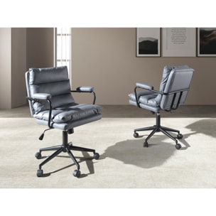 Silla Angel Cerdá oficina giratoria con asiento y respaldo tapizado en tela en gris patas en acero inoxidable en negro 59x63x90cm