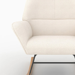 Rocking-chair en tissu bouclé blanc - Shaun