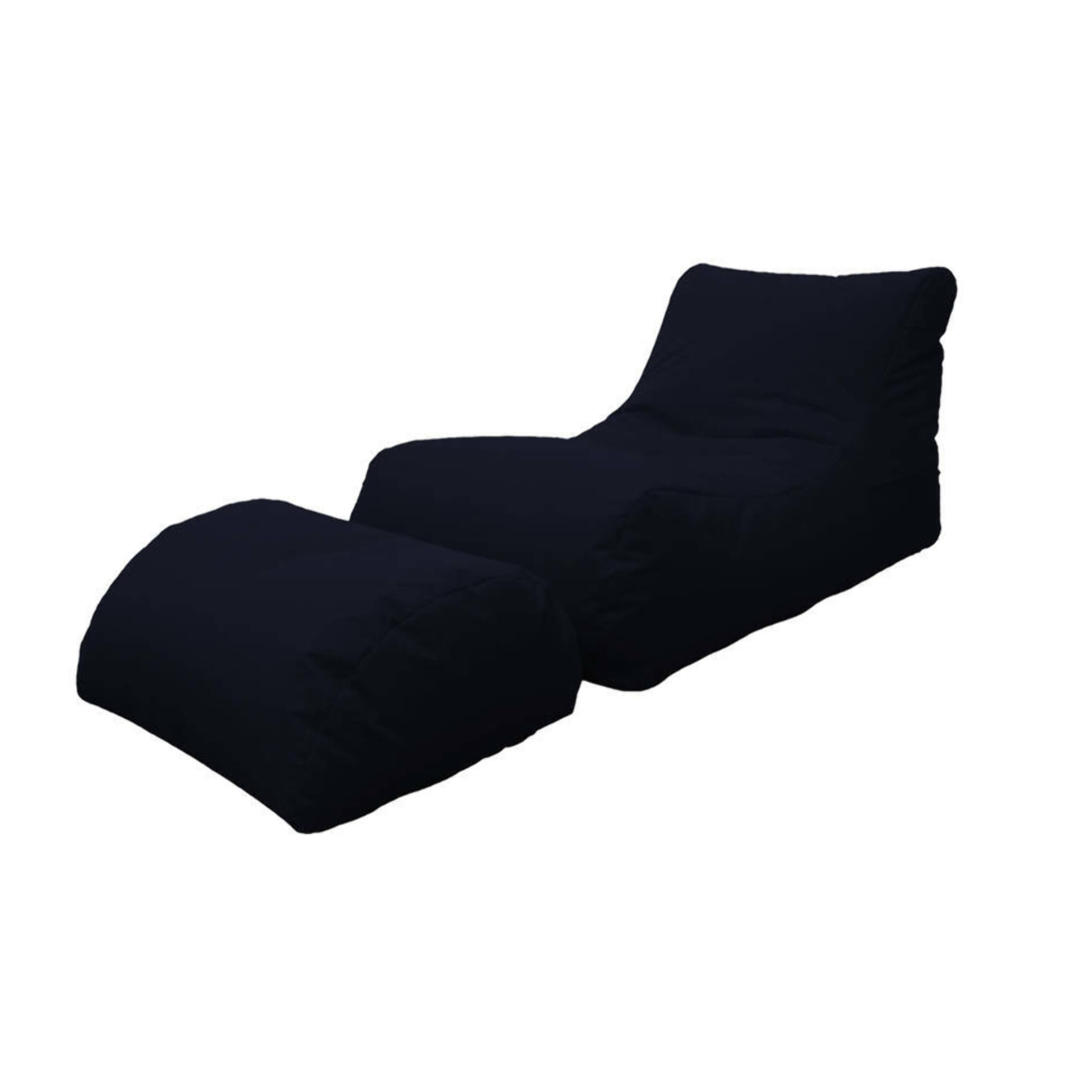 Chaise Longue moderna da soggiorno, Made in Italy, Poltrona con poggiapiedi in Nylon, Pouf imbottito per camera da letto, cm 120x80h60, colore Nero