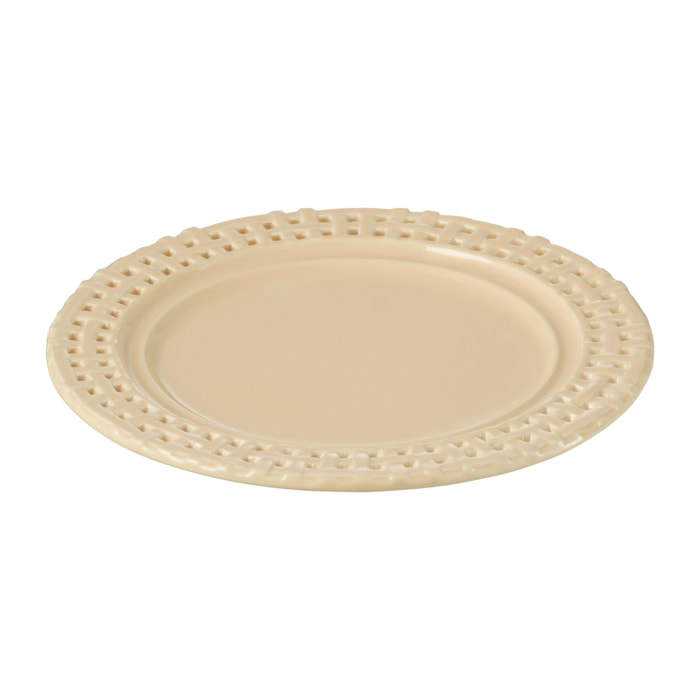 J-Line assiette Ronde - céramique - pêche - 4 pcs