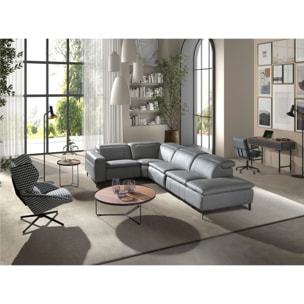 Sillón Angel Cerdá giratorio con reposabrazos con asiento y respaldo tapizados en tela blanca y negra patas de acero inoxidable en epoxi negro 85x95x98cm