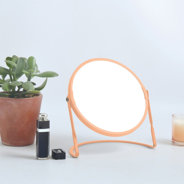 Miroir grossissant sur pied Acier AKIRA Pêche mat Spirella