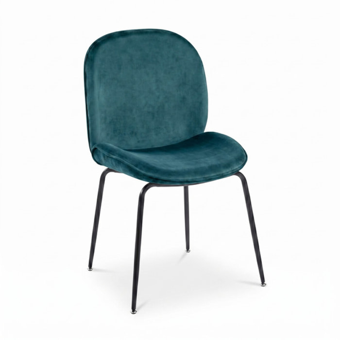 Sedia Imbottita in Effetto Velluto con Gambe in Acciaio, Design Moderno ed Elegante per Sala da Pranzo, Cucina, Soggiorno, Studio e Ufficio