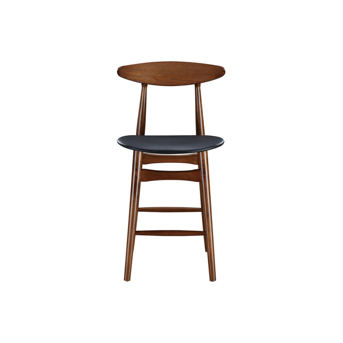 Tabouret de bar vintage noyer et PU noir 65 cm (lot de 2) WALFORD