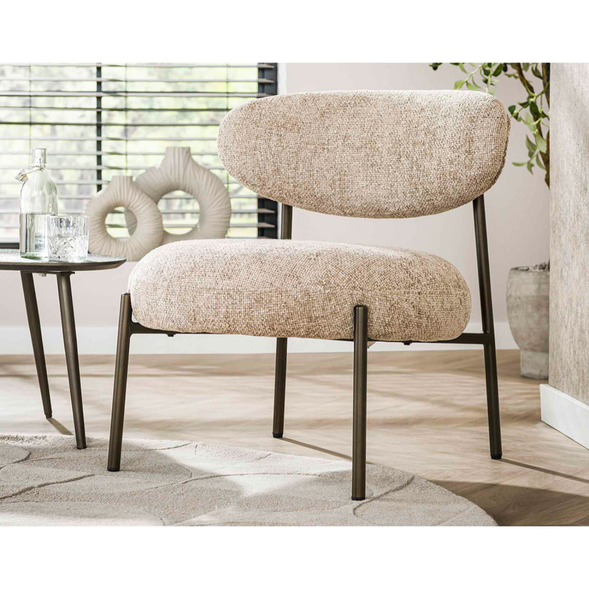 Adelia - fauteuil - pieds en métal - en tissu texturé - Sable