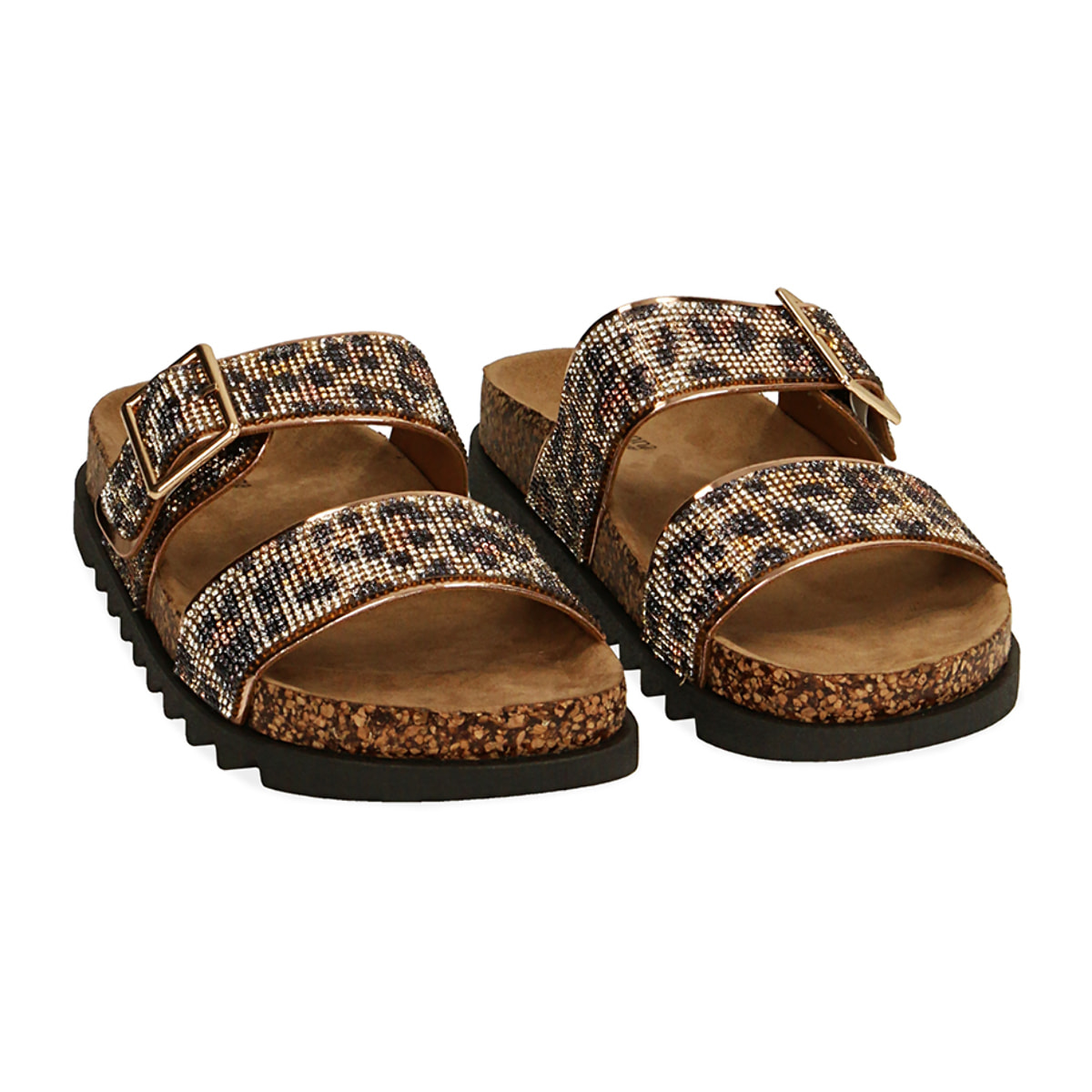 Sandali bassi donna leopard con pietre