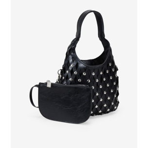 Bolso de mano negro con tachas