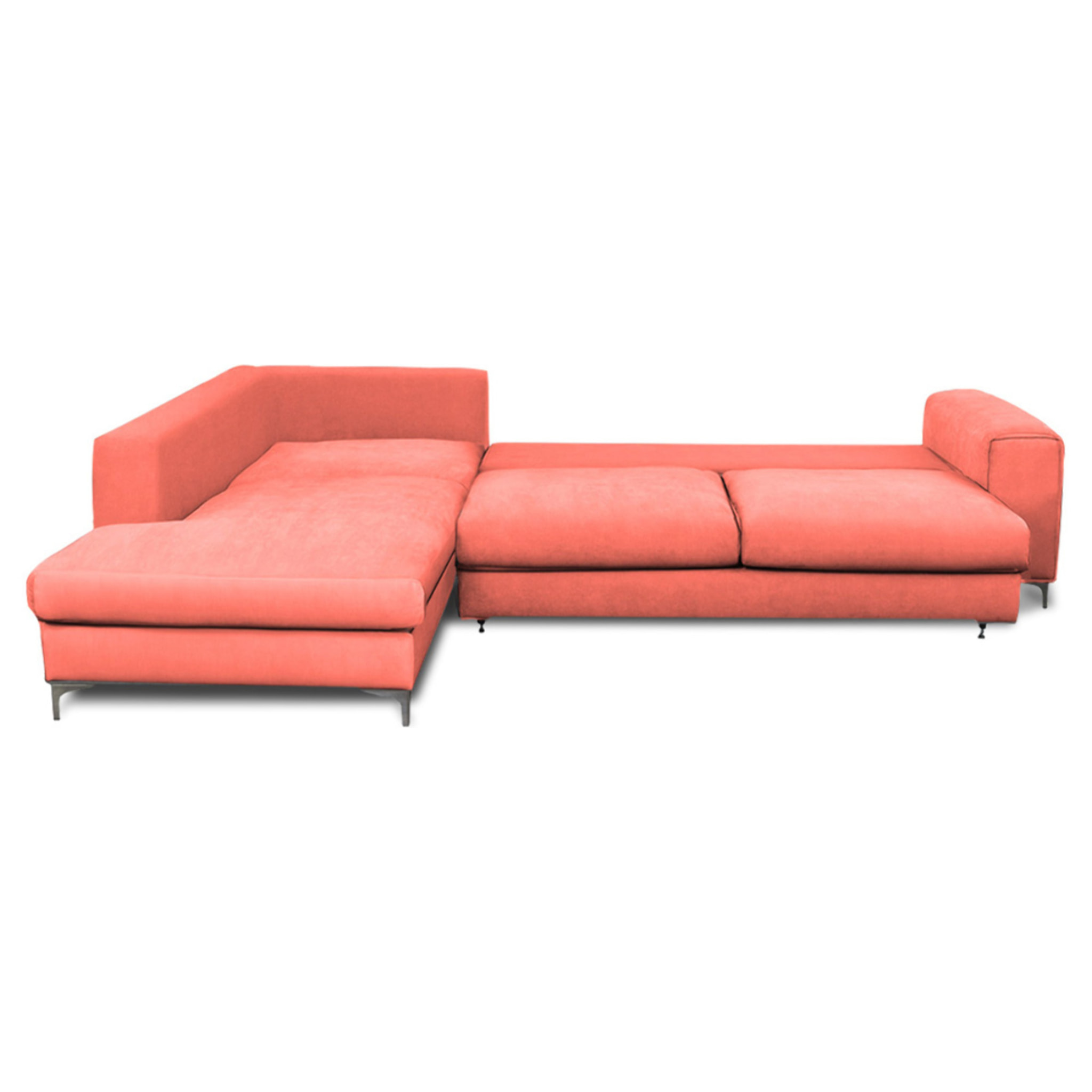 Canapé d'Angle Gauche Velours Fiesole, 3 Places, Couchage Intégré, Coffre de Rangement, Housse Déhoussable