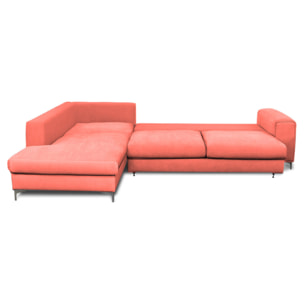 Canapé d'Angle Gauche Velours Fiesole, 3 Places, Couchage Intégré, Coffre de Rangement, Housse Déhoussable