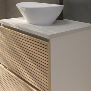 YINU SALLE DE BAIN | 60 CM BLANC - SOLOMON | DEUX TIROIRS | AVEC LAVABO SUR PLAN | N'INCLUT PAS LE MIROIR | ALDAY