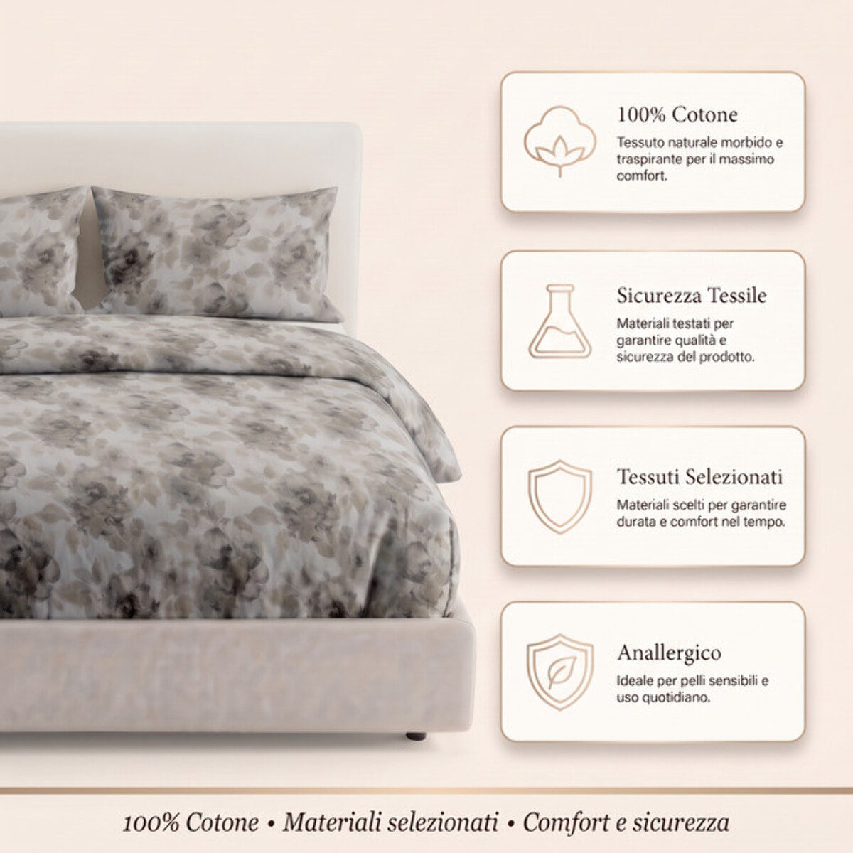 Set copripiumino in cotone con sacco e federa, morbido e traspirante, leggero e resistente 118 g/m², ideale per uso quotidiano, certificato OEKO-TEX, facile da lavare, comfort naturale e praticità per la biancheria da letto