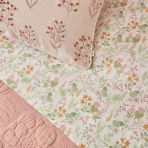 Sábana algodón flores Ferda color verde 100% Algodón percal