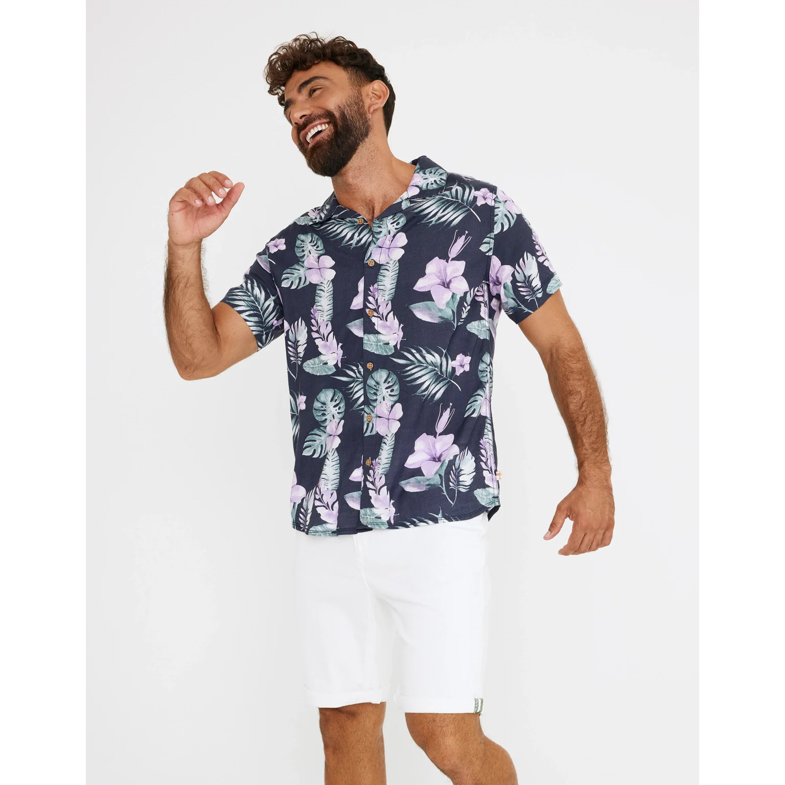 Camisa Manga Corta Estampado Hawaiano - Risc