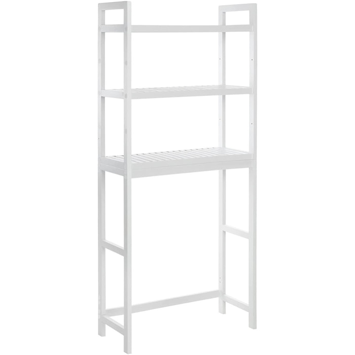 Scaffale salvaspazio da bagno in bambù bianco