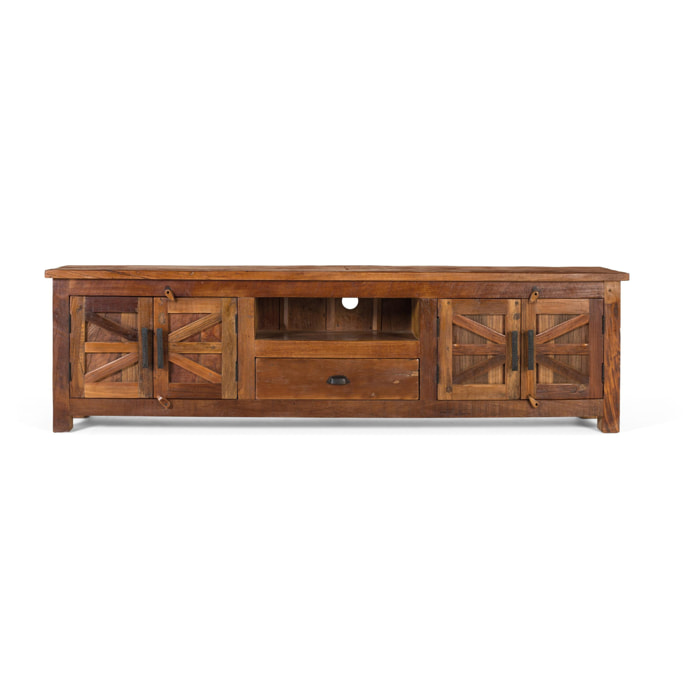 Mueble TV de Madera Reciclada 220 Cm Estilo Rústico Moderno