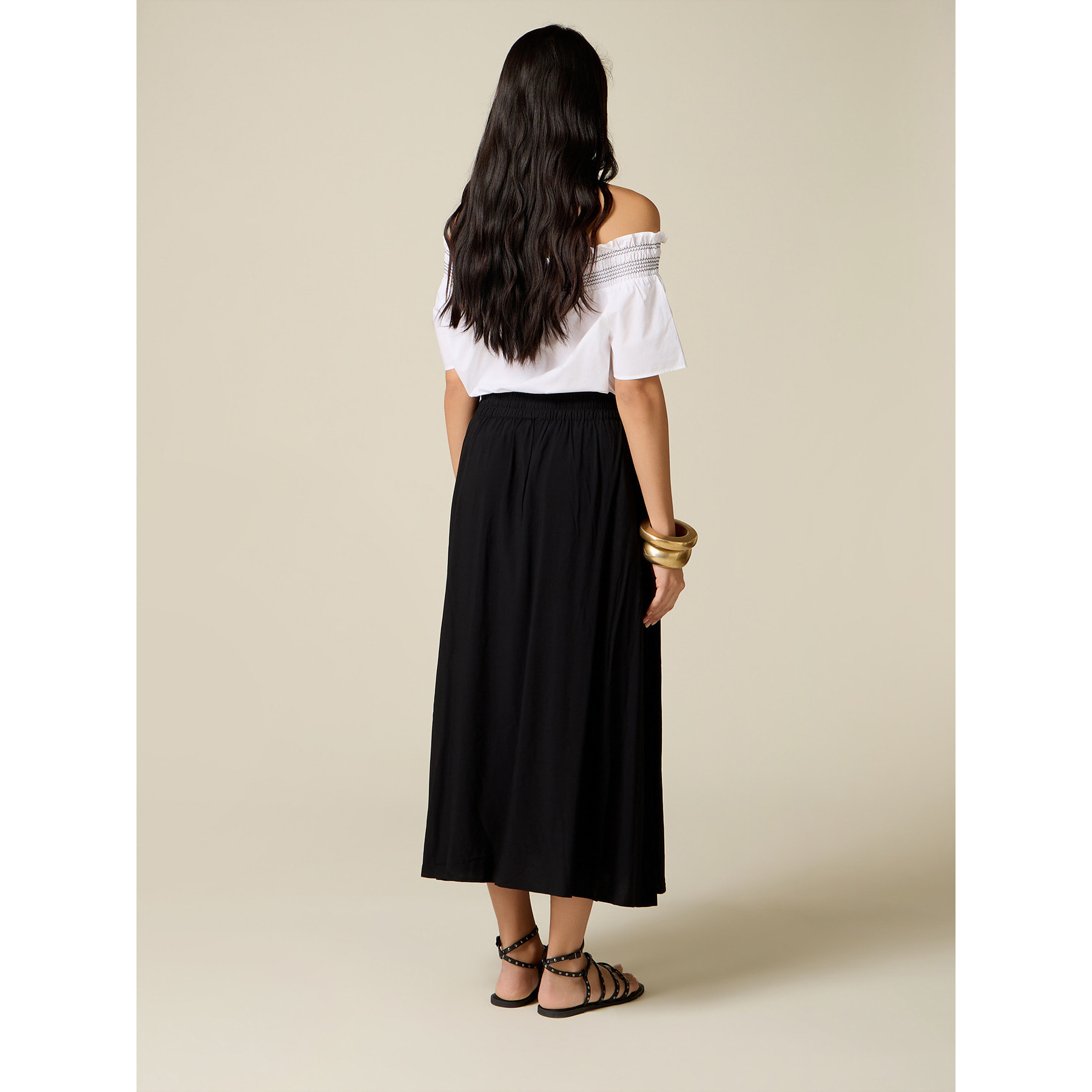 Oltre - Gonna lunga in viscosa - Negro