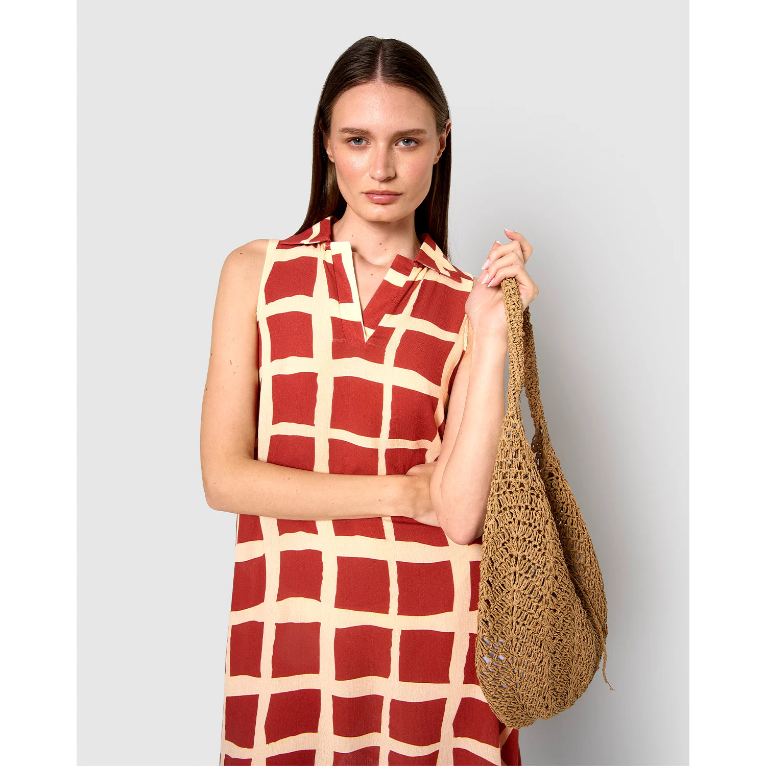 Vestido corto bambula detalles plisado naroa teja