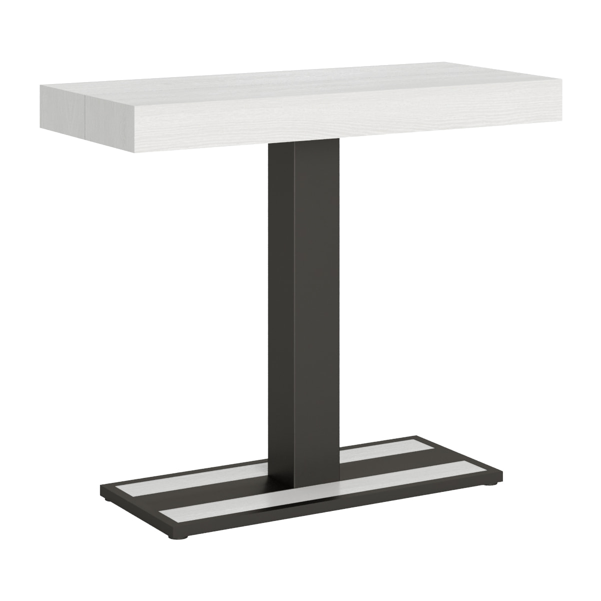 Console extensible 90x40/196 cm Capital Small Frêne Blanc cadre Anthracite