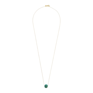 Collana Catena Ritorta e Pendente Sferico in Pietra Naturale Agata Verde in Argento 925 placcato Oro giallo 18Kt