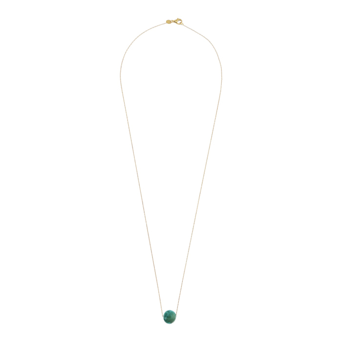 Collana Catena Ritorta e Pendente Sferico in Pietra Naturale Agata Verde in Argento 925 placcato Oro giallo 18Kt