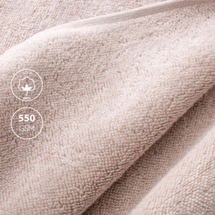 Juego de toallas nidus (30x50cm + 50x100cm + 90x150cm) 100% algodón en color crema con logo bordado scalpers home