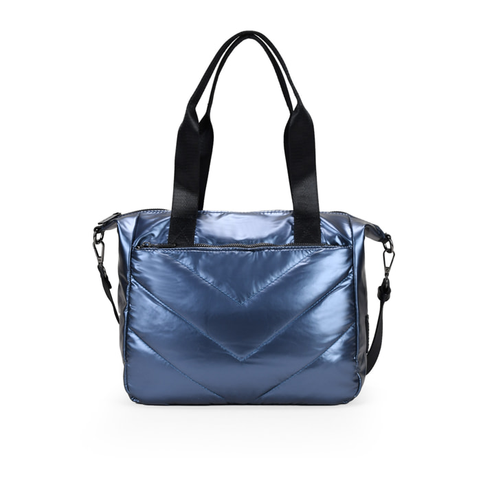Bolso de hombro azul con acolchado