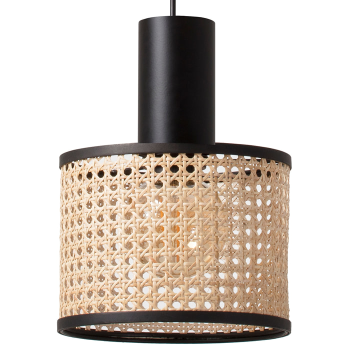 MAMBO 210 Lampe suspension simple noir/rotin