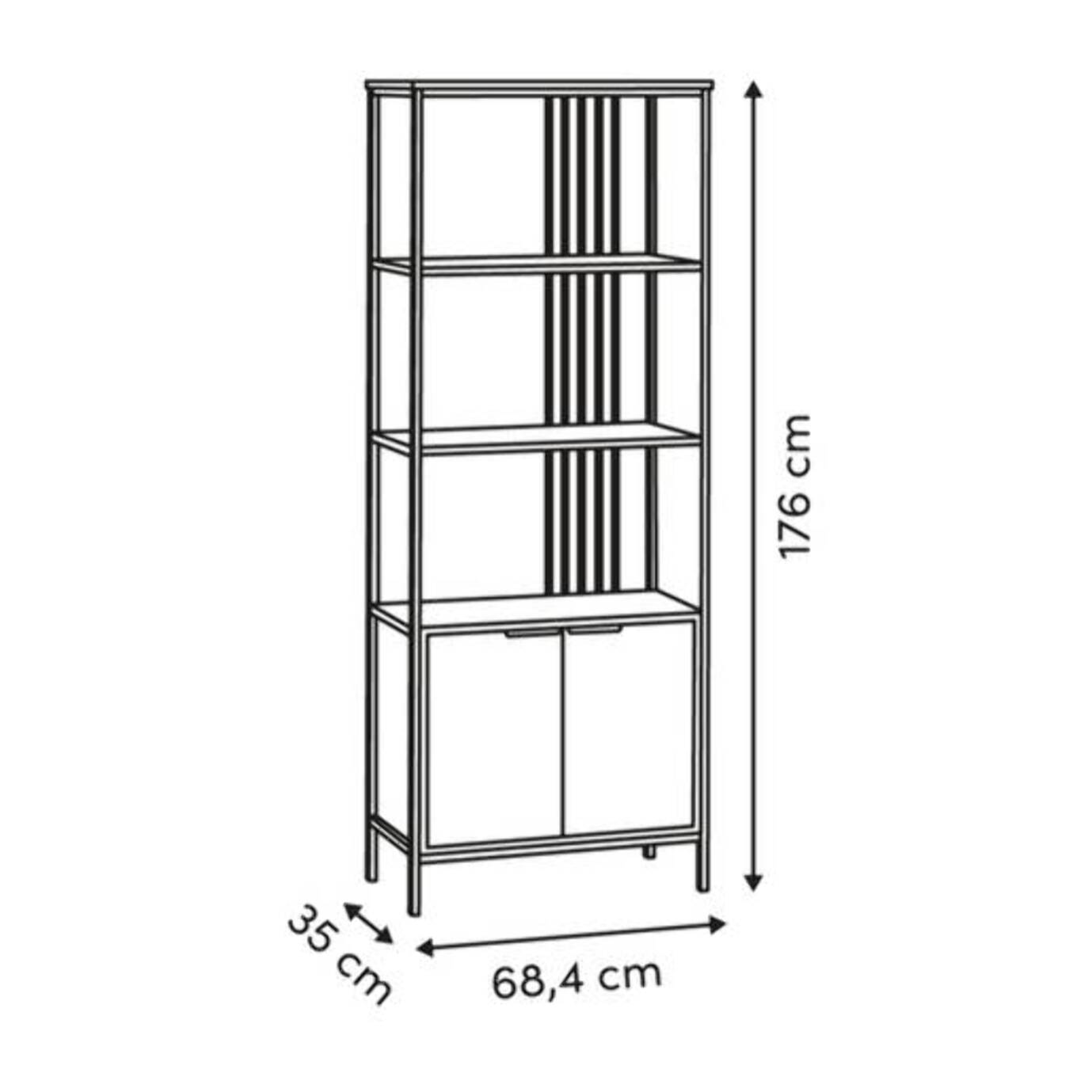 Étagère Duna rectangulaire 35x68,4cm 2 portes beige