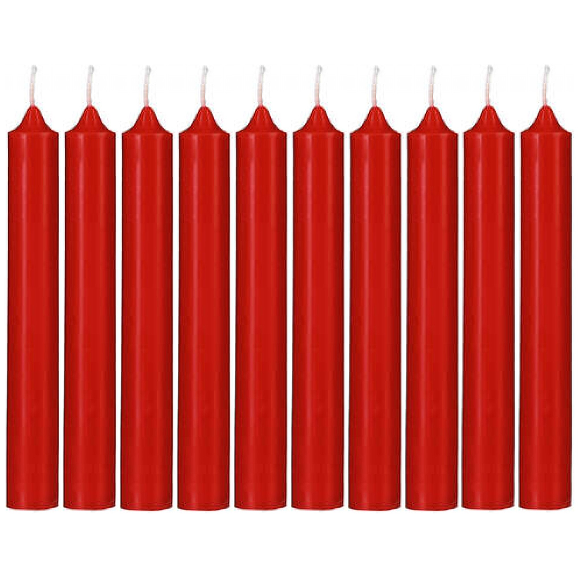 Juego de 10 velas rojas con palos h.16cm