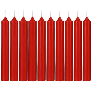 Juego de 10 velas rojas con palos h.16cm