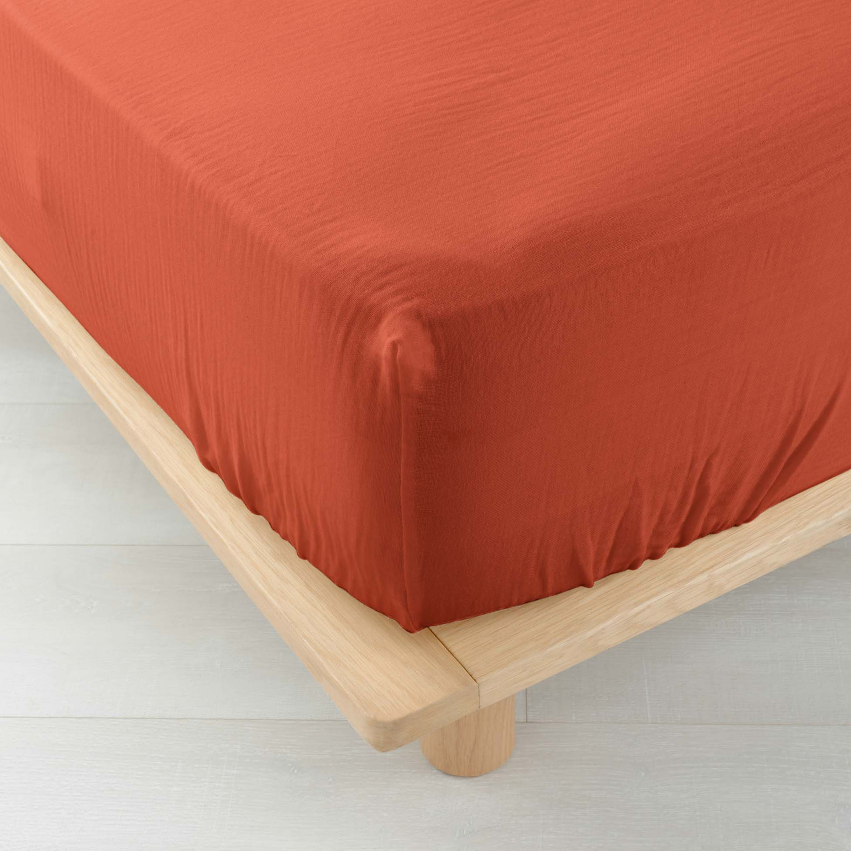Drap Housse en gaze de coton - Terracotta