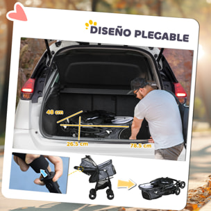 Carrito para Perros Plegable Cochecito para Mascotas Carrito para Perros Pequeños con Cesta de Almacenaje Capota Ajustable Ventana de Malla y 2 Ruedas Universales 81x48x99 cm Gris