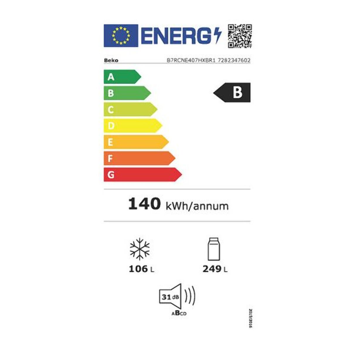 Réfrigérateur combiné BEKO B7RCNE407HXBR1