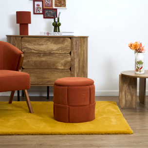 Pouf - HOME DECO FACTORY - Jules - Rangement - Tressé - Terracotta