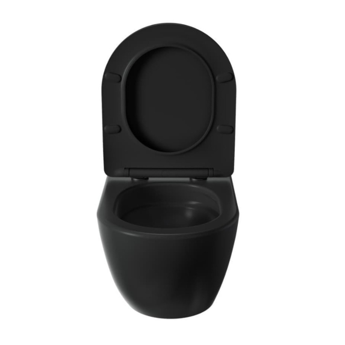 Fusion WC suspendu avec abattant SoftClose et fixations invisibles, rinçage Vortex, noir mat (SATFUS010RTORPBKM)