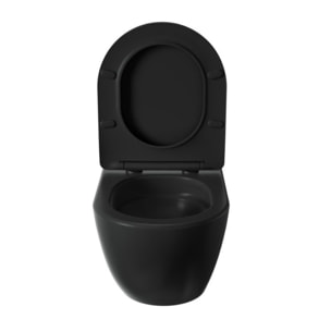 Fusion WC suspendu avec abattant SoftClose et fixations invisibles, rinçage Vortex, noir mat (SATFUS010RTORPBKM)