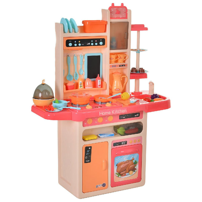 Cuisine pour enfant - dinette - jeu d'imitation complet 65 accessoires variés - fonctions sonores et lumineuses PP rose