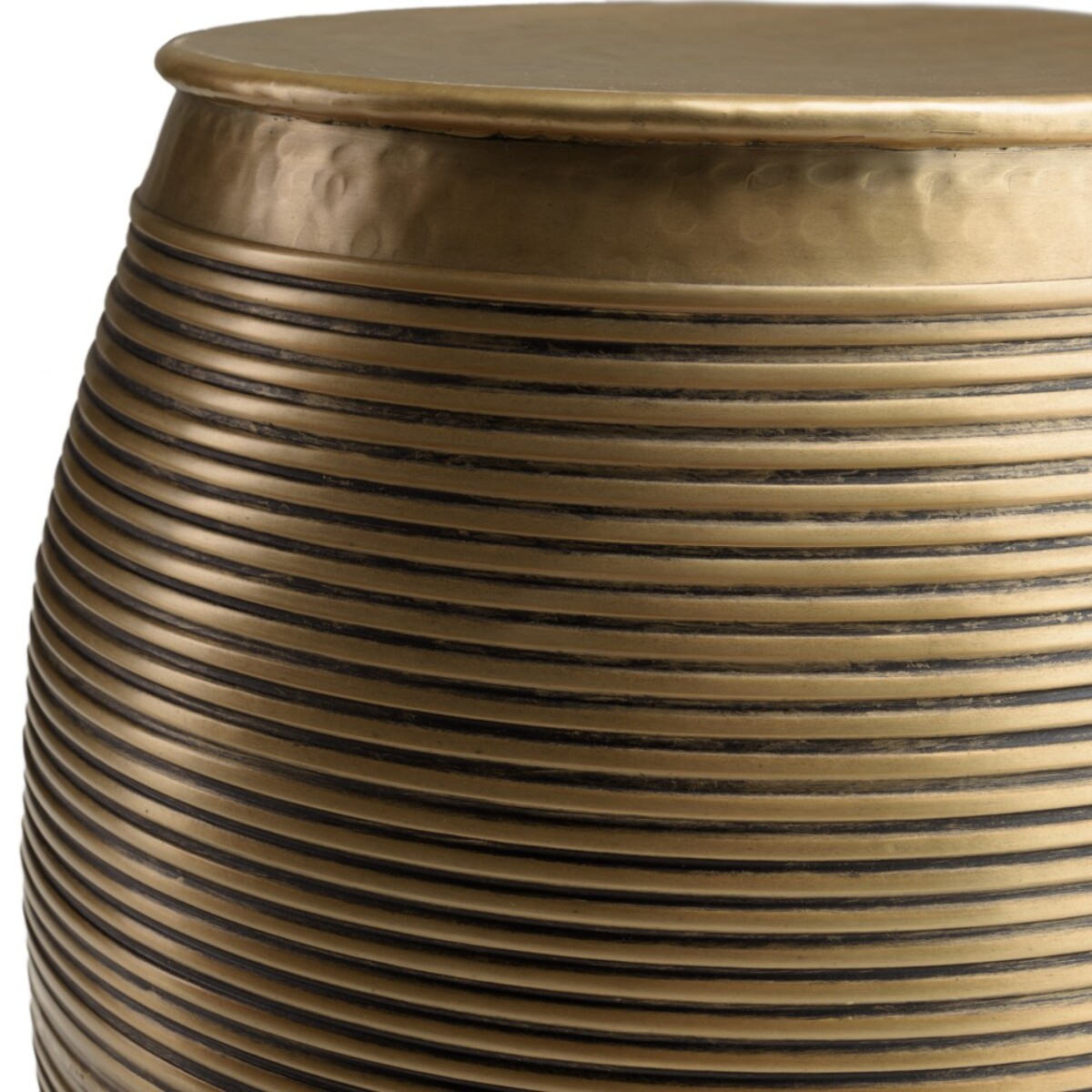 HONORE - Table d'appoint alu L40cm H45cm couleur laiton foncé strié