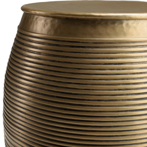 HONORE - Table d'appoint alu L40cm H45cm couleur laiton foncé strié